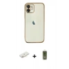 MARSİLYAN™- iPhone 11 Kılıf Vadi Minimal - Siyah Joko Magic 5D Hayalet Cam + Renkli Kamera Lens Koruma Cam - SI