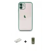 MARSİLYAN™- iPhone 11 Kılıf Vadi Minimal - Siyah Joko Magic 5D Hayalet Cam + Renkli Kamera Lens Koruma Cam - PE