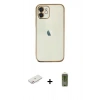 MARSİLYAN™- iPhone 11 Kılıf Vadi Minimal - Siyah Joko Magic 5D Hayalet Cam + Renkli Kamera Lens Koruma Cam - PE