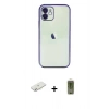 MARSİLYAN™- iPhone 11 Kılıf Vadi Minimal - Siyah Joko Magic 5D Hayalet Cam + Sarı Renkli Kamera Lens Koruma Cam