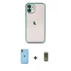 MARSİLYAN™- iPhone 11 Kılıf Vadi Minimal - Siyah Joko Magic 5D Hayalet Cam + Neon Fosforlu Kamera Lens - TU