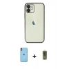MARSİLYAN™- iPhone 11 Kılıf Vadi Minimal - Siyah Joko Magic 5D Hayalet Cam + Neon Fosforlu Kamera Lens - TU