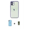 MARSİLYAN™- iPhone 11 Kılıf Vadi Minimal - Siyah Joko Magic 5D Hayalet Cam + Neon Fosforlu Kamera Lens - TU