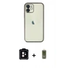 MARSİLYAN™- iPhone 11 Kılıf Vadi Minimal - Siyah Joko Magic 5D Hayalet Cam + PVD Metal Kamera Lens - TU