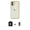 MARSİLYAN™- iPhone 11 Kılıf Vadi Minimal - Siyah Joko Magic 5D Hayalet Cam + PVD Metal Kamera Lens - TU