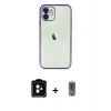 MARSİLYAN™- iPhone 11 Kılıf Vadi Minimal - Siyah Joko Magic 5D Hayalet Cam + PVD Metal Kamera Lens - TU