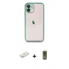 MARSİLYAN™- iPhone 11 Kılıf Vadi Minimal - Siyah Joko Magic 5D Hayalet Cam + Renkli Kamera Lens Koruma Cam - TU