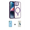 MARSİLYAN™- iPhone 11 Kılıf Yadigar Asil Koleksiyonu - Şeffaf Pasifik Cam Ekran Koruyucu + Neon Fosforlu Kamera Lens - YL