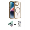 MARSİLYAN™- iPhone 11 Kılıf Yadigar Asil Koleksiyonu - Şeffaf Uv Polymer Nano Ekran Koruyucu + Kırmızı Raze Metal Kamera Lens