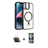 MARSİLYAN™- iPhone 11 Kılıf Yadigar Asil Koleksiyonu - Siyah 34D Hayalet Izgaralı Cam + Kamera Lens Koruma Cam - SF
