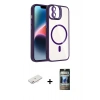 MARSİLYAN™- iPhone 11 Kılıf Yadigar Asil Koleksiyonu - Siyah 34D Hayalet Izgaralı Cam + Renkli Kamera Lens Koruma Cam - PE
