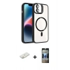 MARSİLYAN™- iPhone 11 Kılıf Yadigar Asil Koleksiyonu - Siyah 34D Hayalet Izgaralı Cam + Renkli Kamera Lens Koruma Cam - TU