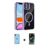 MARSİLYAN™- iPhone 11 Kılıf Yadigar Asil Koleksiyonu - Siyah 360 Mat Full Body Arka Koruyucu + Neon Fosforlu Kamera Lens - TU
