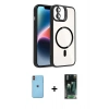 MARSİLYAN™- iPhone 11 Kılıf Yadigar Asil Koleksiyonu - Siyah 360 Mat Full Body Arka Koruyucu + Neon Fosforlu Kamera Lens - TU