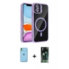 MARSİLYAN™- iPhone 11 Kılıf Yadigar Asil Koleksiyonu - Siyah 360 Mat Full Body Arka Koruyucu + Neon Fosforlu Kamera Lens - YL
