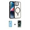 MARSİLYAN™- iPhone 11 Kılıf Yadigar Asil Koleksiyonu - Siyah 360 Mat Full Body Arka Koruyucu + Neon Fosforlu Kamera Lens - YL