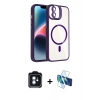 MARSİLYAN™- iPhone 11 Kılıf Yadigar Asil Koleksiyonu - Siyah 3D Antistatik Cam Ekran Koruyucu + PVD Metal Kamera Lens - MI