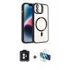 MARSİLYAN™- iPhone 11 Kılıf Yadigar Asil Koleksiyonu - Siyah 3D Antistatik Cam Ekran Koruyucu + PVD Metal Kamera Lens - MI