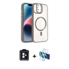 MARSİLYAN™- iPhone 11 Kılıf Yadigar Asil Koleksiyonu - Siyah 3D Antistatik Cam Ekran Koruyucu + PVD Metal Kamera Lens - MI