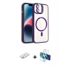 MARSİLYAN™- iPhone 11 Kılıf Yadigar Asil Koleksiyonu - Siyah 3D Antistatik Cam Ekran Koruyucu + Renkli Kamera Lens Koruma Cam - PE