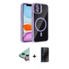MARSİLYAN™- iPhone 11 Kılıf Yadigar Asil Koleksiyonu - Siyah 3D Antistatik Hayalet Cam Ekran Koruyucu + Raze Metal Kamera Lens - KI