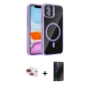 MARSİLYAN™- iPhone 11 Kılıf Yadigar Asil Koleksiyonu - Siyah 3D Antistatik Hayalet Cam Ekran Koruyucu + Pers Alüminyum Kamera Lens - KI