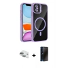 MARSİLYAN™- iPhone 11 Kılıf Yadigar Asil Koleksiyonu - Siyah 3D Antistatik Hayalet Cam Ekran Koruyucu + Pers Alüminyum Kamera Lens - YL