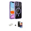 MARSİLYAN™- iPhone 11 Kılıf Yadigar Asil Koleksiyonu - Siyah 3D Antistatik Mat Seramik Nano Ekran Koruyucu + Renkli Kamera Lens Koruma Cam - SI