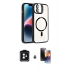 MARSİLYAN™- iPhone 11 Kılıf Yadigar Asil Koleksiyonu - Siyah 3D Antistatik Mat Seramik Nano Ekran Koruyucu + PVD Metal Kamera Lens - SH