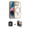 MARSİLYAN™- iPhone 11 Kılıf Yadigar Asil Koleksiyonu - Siyah 3D Antistatik Mat Seramik Nano Ekran Koruyucu + PVD Metal Kamera Lens - TU