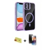 MARSİLYAN™- iPhone 11 Kılıf Yadigar Asil Koleksiyonu - Siyah 3D Antistatik Mat Seramik Nano Ekran Koruyucu + Rainbow Kamera Lens Koruma Cam - KI