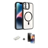 MARSİLYAN™- iPhone 11 Kılıf Yadigar Asil Koleksiyonu - Siyah 3D Antistatik Mat Seramik Nano Ekran Koruyucu + Renkli Kamera Lens Koruma Cam - SI