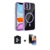 MARSİLYAN™- iPhone 11 Kılıf Yadigar Asil Koleksiyonu - Siyah 3D Antistatik Mat Seramik Nano Ekran Koruyucu + PVD Metal Kamera Lens - SH