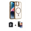 MARSİLYAN™- iPhone 11 Kılıf Yadigar Asil Koleksiyonu - Siyah 3D Antistatik Mat Seramik Nano Ekran Koruyucu + PVD Metal Kamera Lens - SH