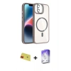 MARSİLYAN™- iPhone 11 Kılıf Yadigar Asil Koleksiyonu - Siyah Bilvis 5in1 3D Magic Cam Ekran Koruyucu + Kırmızı Rainbow Kamera Lens Koruma Cam