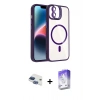 MARSİLYAN™- iPhone 11 Kılıf Yadigar Asil Koleksiyonu - Siyah Bilvis 5in1 3D Magic Cam Ekran Koruyucu + Lacivert Pers Alüminyum Kamera Lens