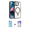 MARSİLYAN™- iPhone 11 Kılıf Yadigar Asil Koleksiyonu - Siyah Bilvis 5in1 3D Magic Cam Ekran Koruyucu + Neon Fosforlu Kamera Lens - MI