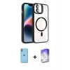 MARSİLYAN™- iPhone 11 Kılıf Yadigar Asil Koleksiyonu - Siyah Bilvis 5in1 3D Magic Cam Ekran Koruyucu + Yeşil Neon Fosforlu Kamera Lens