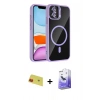 MARSİLYAN™- iPhone 11 Kılıf Yadigar Asil Koleksiyonu - Siyah Bilvis 5in1 5D Magic Hayalet Cam Ekran Koruyucu + Rainbow Kamera Lens Koruma Cam - KI