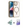 MARSİLYAN™- iPhone 11 Kılıf Yadigar Asil Koleksiyonu - Siyah Bilvis 5in1 5D Magic Hayalet Cam Ekran Koruyucu + Mavi Raze Metal Kamera Lens