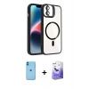 MARSİLYAN™- iPhone 11 Kılıf Yadigar Asil Koleksiyonu - Siyah Bilvis 5in1 5D Magic Hayalet Cam Ekran Koruyucu + Neon Fosforlu Kamera Lens - MI
