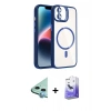 MARSİLYAN™- iPhone 11 Kılıf Yadigar Asil Koleksiyonu - Siyah Bilvis 5in1 5D Magic Hayalet Cam Ekran Koruyucu + Mavi Raze Metal Kamera Lens