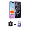 MARSİLYAN™- iPhone 11 Kılıf Yadigar Asil Koleksiyonu - Siyah Bilvis 5in1 5D Magic Hayalet Cam Ekran Koruyucu + PVD Metal Kamera Lens - SH