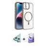 MARSİLYAN™- iPhone 11 Kılıf Yadigar Asil Koleksiyonu - Siyah Bilvis 5in1 5D Magic Hayalet Cam Ekran Koruyucu + Mavi Raze Metal Kamera Lens