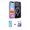 MARSİLYAN™- iPhone 11 Kılıf Yadigar Asil Koleksiyonu - Siyah Bilvis 5in1 5D Magic Hayalet Cam Ekran Koruyucu + Yeşil Neon Fosforlu Kamera Lens