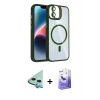 MARSİLYAN™- iPhone 11 Kılıf Yadigar Asil Koleksiyonu - Siyah Bilvis 5in1 5D Magic Hayalet Cam Ekran Koruyucu + Mavi Raze Metal Kamera Lens