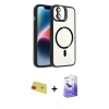 MARSİLYAN™- iPhone 11 Kılıf Yadigar Asil Koleksiyonu - Siyah Bilvis 5in1 5D Magic Hayalet Cam Ekran Koruyucu + Rainbow Kamera Lens Koruma Cam - KI