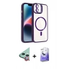 MARSİLYAN™- iPhone 11 Kılıf Yadigar Asil Koleksiyonu - Siyah Bilvis 5in1 5D Magic Hayalet Cam Ekran Koruyucu + Kırmızı Raze Metal Kamera Lens