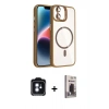 MARSİLYAN™- iPhone 11 Kılıf Yadigar Asil Koleksiyonu - Siyah Bilvis Hayalet Cam Ekran Koruyucu + Mavi PVD Metal Kamera Lens