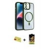 MARSİLYAN™- iPhone 11 Kılıf Yadigar Asil Koleksiyonu - Siyah Buffer Cam Ekran Koruyucu + Kırmızı Rainbow Kamera Lens Koruma Cam